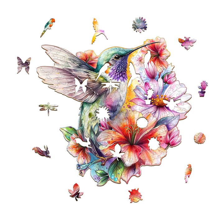 Hummingbirds in Flowers Wooden Jigsaw Puzzle - Woodbests