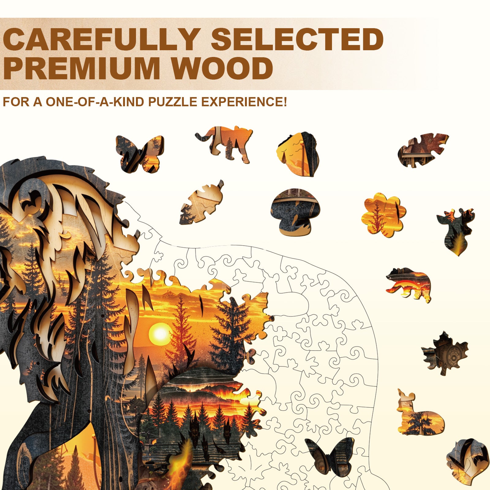 Puzzle en bois Lion sculpté