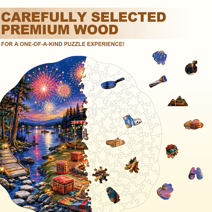 Lakeside Fireworks  Wooden Jigsaw Puzzle