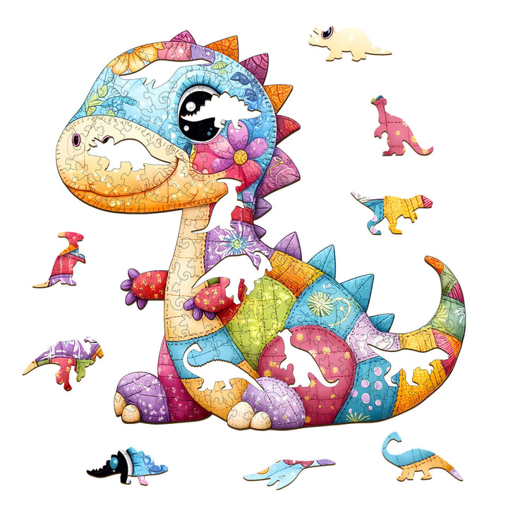 Patchwork Dinosaur Wooden Jigsaw Puzzle