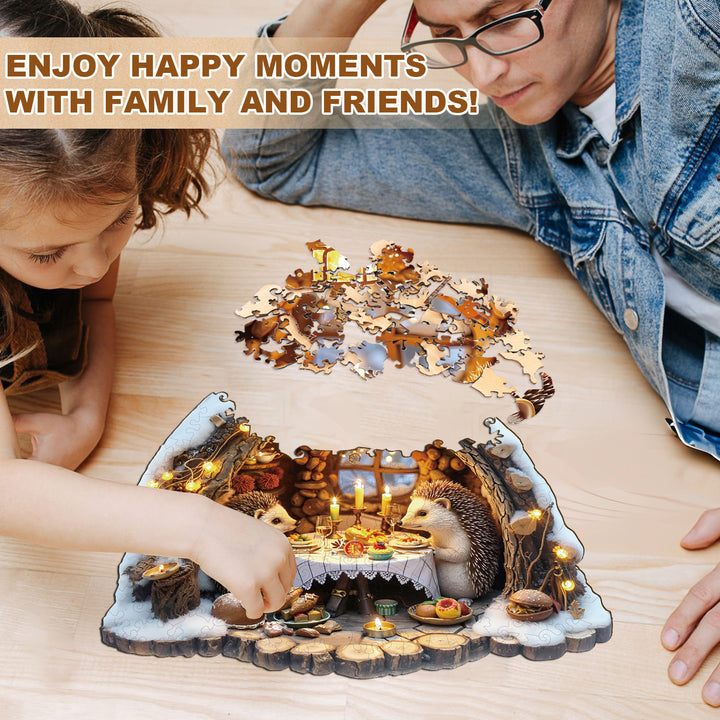 Cozy Hedgehog Hideaway Wooden Jigsaw Puzzle