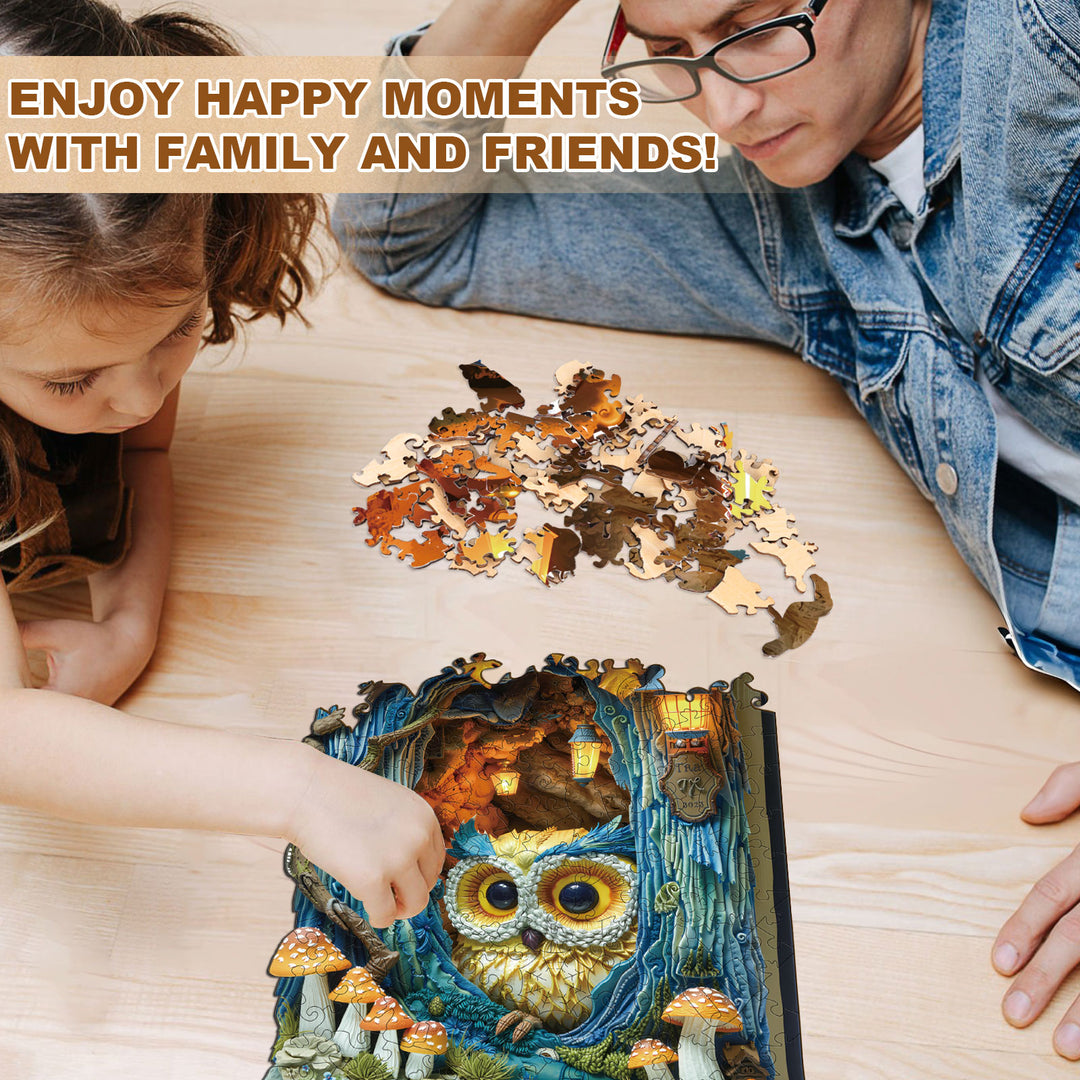 Owl Beneath The Light Wooden Jigsaw Puzzle