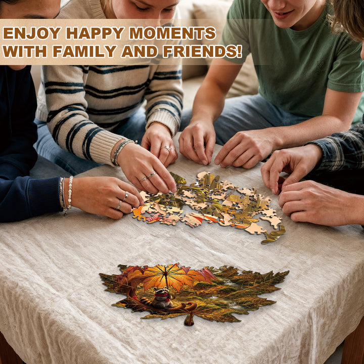 Golden Leaf Wanderer Wooden Jigsaw Puzzle