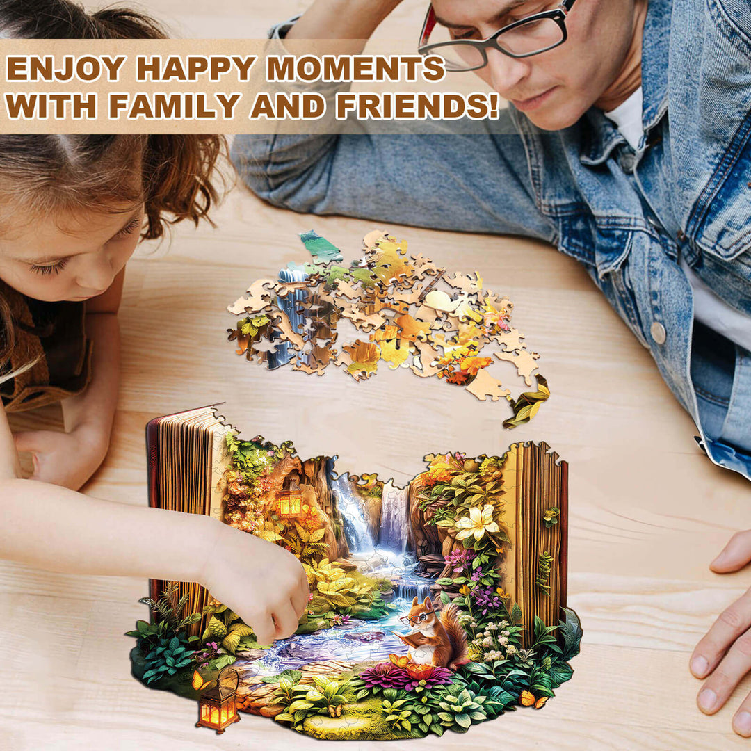 Paysage dans le livre Puzzle en bois