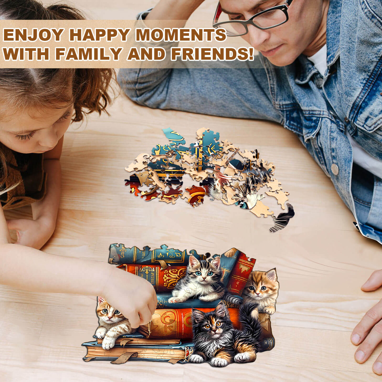 The Bookish Cats Wooden Jigsaw Puzzle