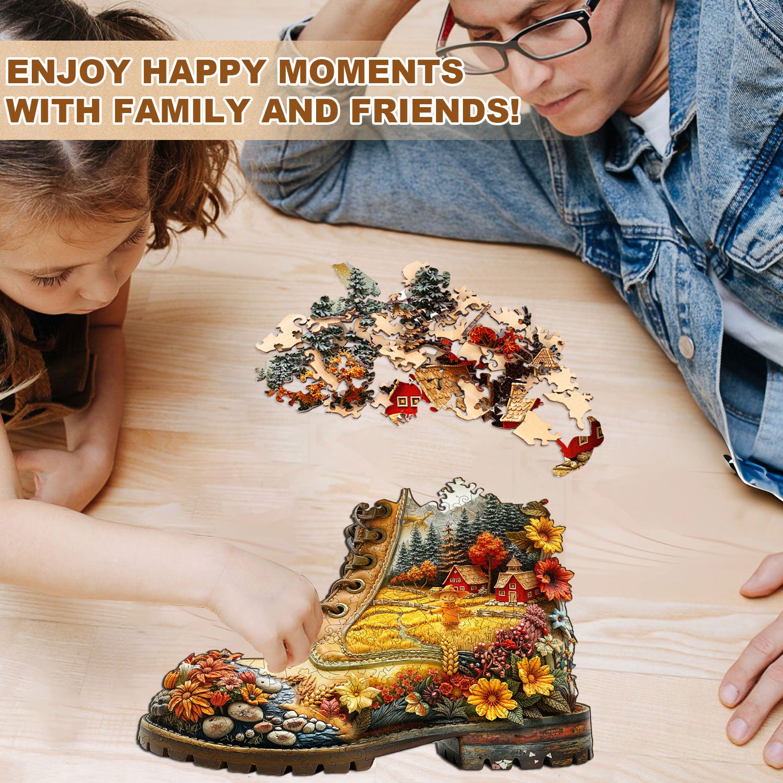 Wheat Field Boots Wooden Jigsaw Puzzle