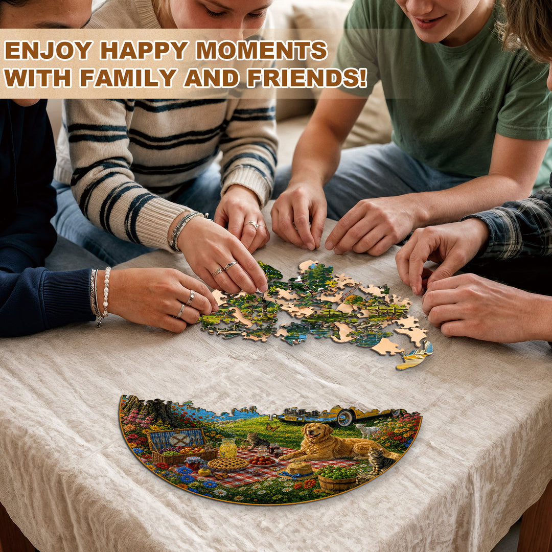 Picnic by the Lake Wooden Jigsaw Puzzle