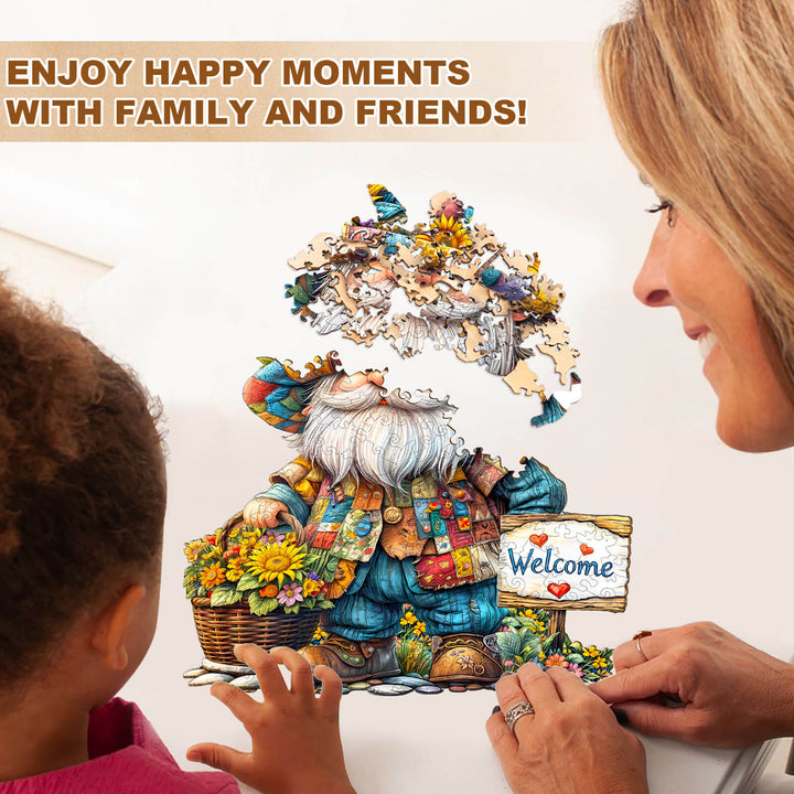 Sunflower gnome Wooden Jigsaw Puzzle