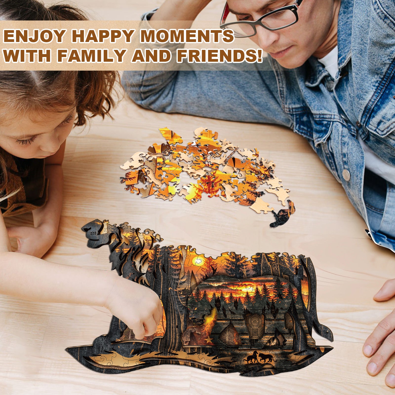 Puzzle en bois Lion sculpté