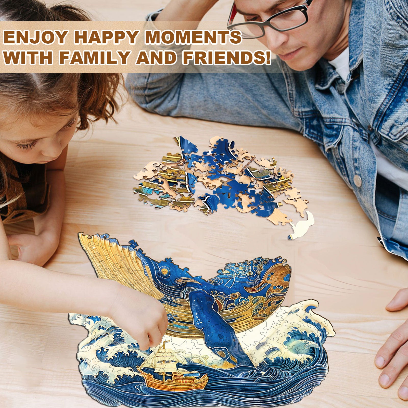 Golden Whale Wooden Jigsaw Puzzle