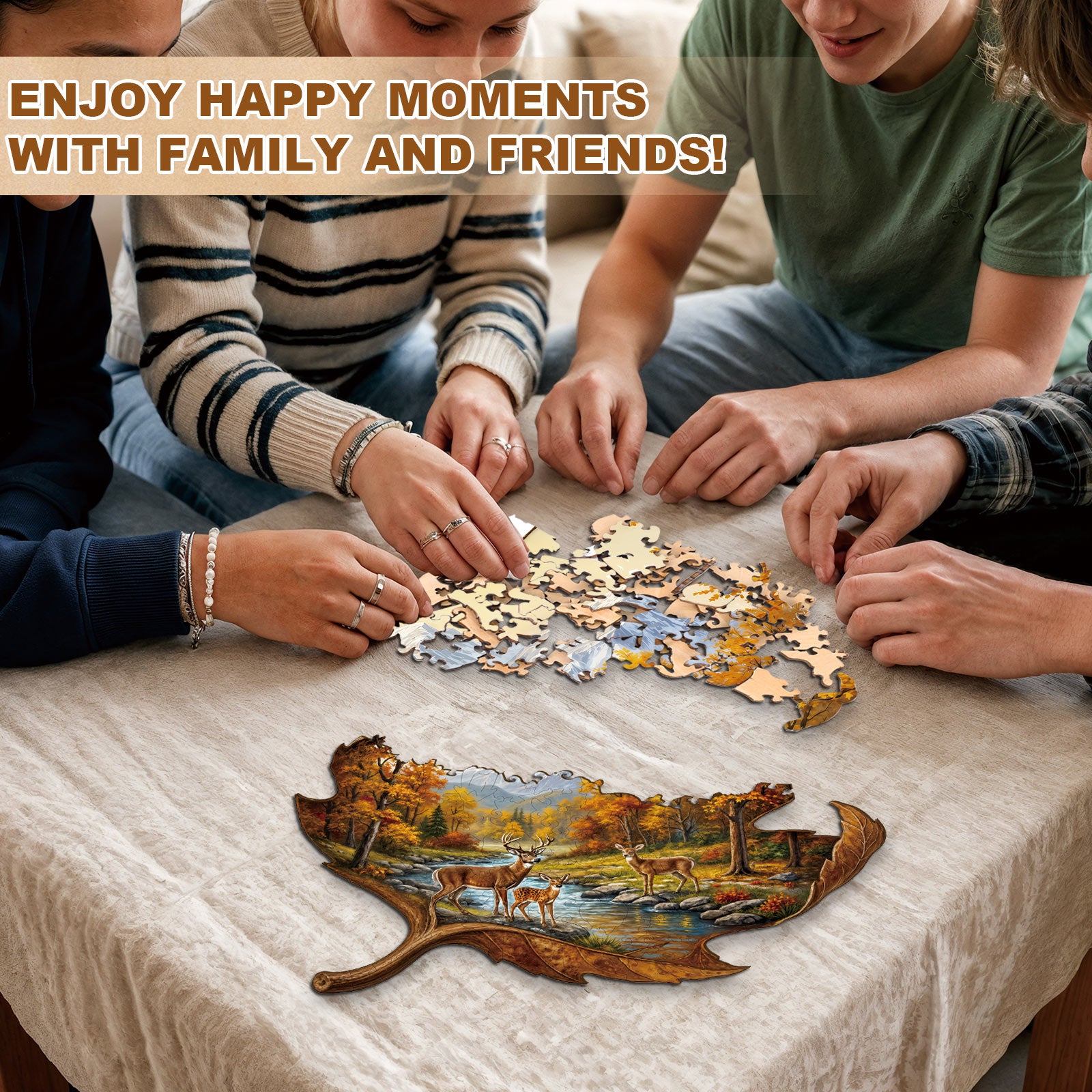 Golden Autumn Deer Wooden Jigsaw Puzzle
