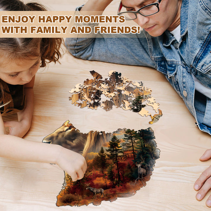 Sunset Lion Wooden Jigsaw Puzzle