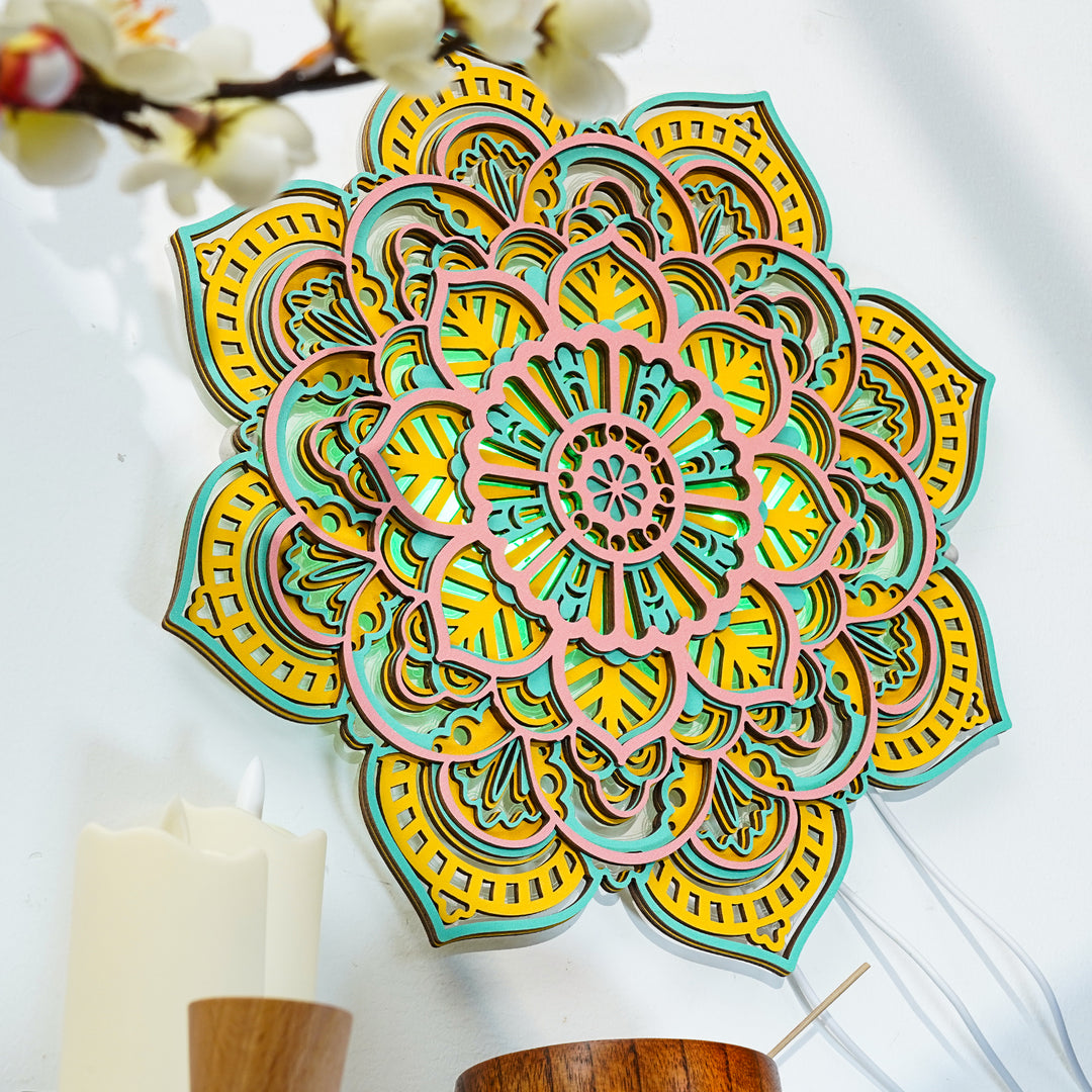 Wooden Mandala Atmosphere Light-Golden Radiance
