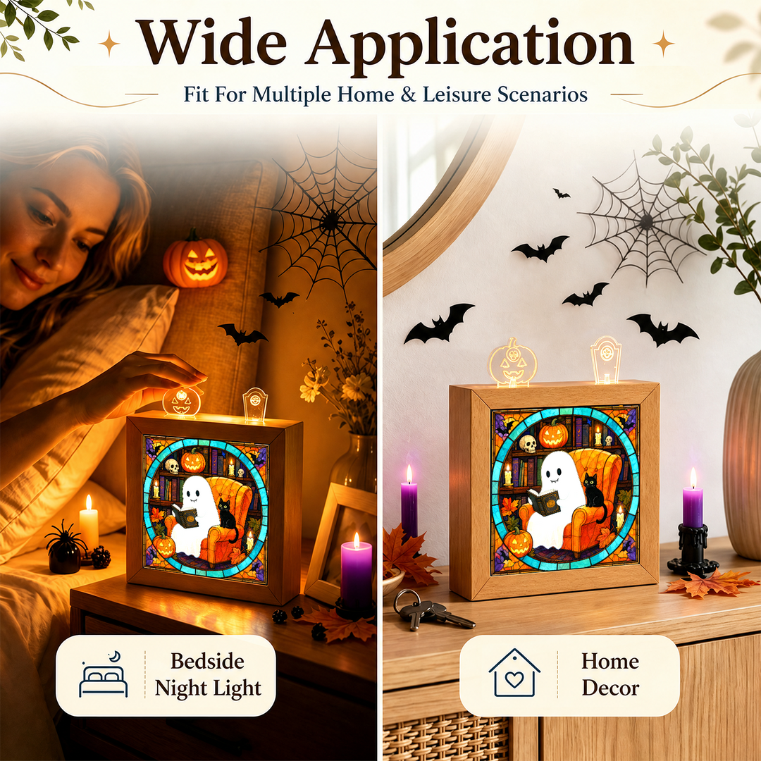 Acrylic Puzzle Night Light -Ghost Cat Reading
