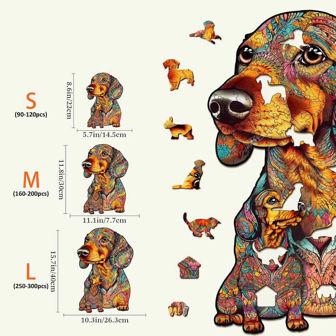 Dachshund Family Wooden Jigsaw Puzzle