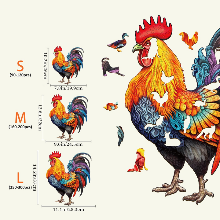 Spirited Rooster 2 Wooden Jigsaw Puzzle
