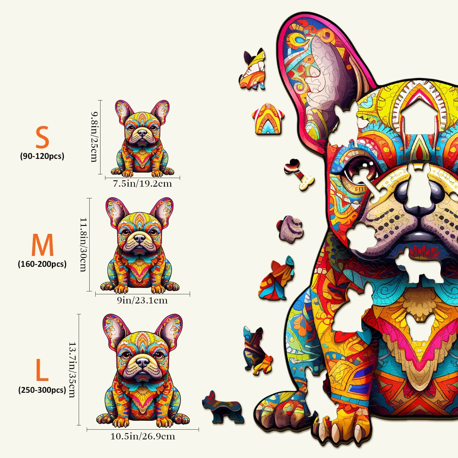 Cute French Dog Wooden Jigsaw Puzzle