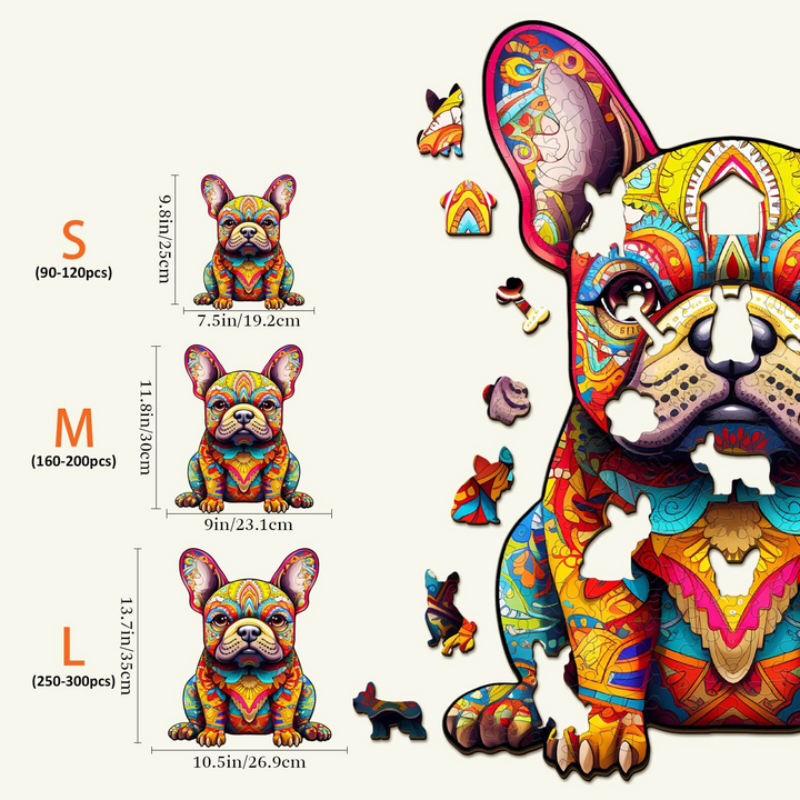 Cute French Dog Wooden Jigsaw Puzzle