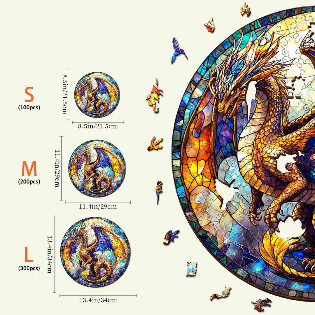 Stained Glass Dragon-2 Wooden Jigsaw Puzzle