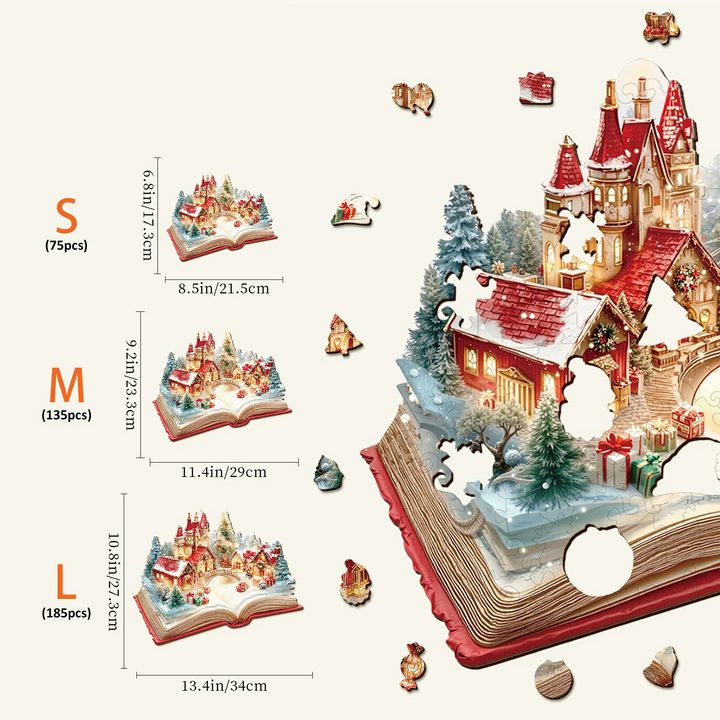 Puzzle en bois Livre pop-up de Noël