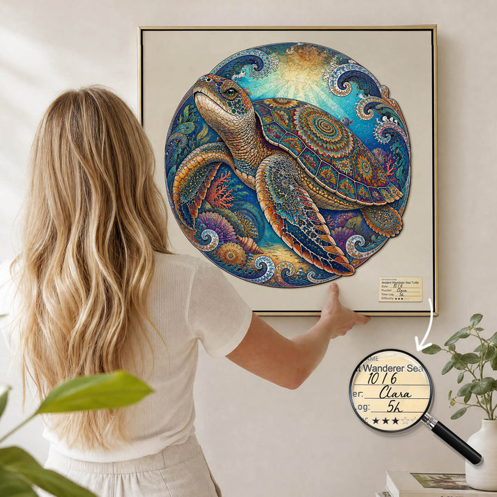Ancient Wanderer Sea Turtle Wooden Jigsaw Puzzle