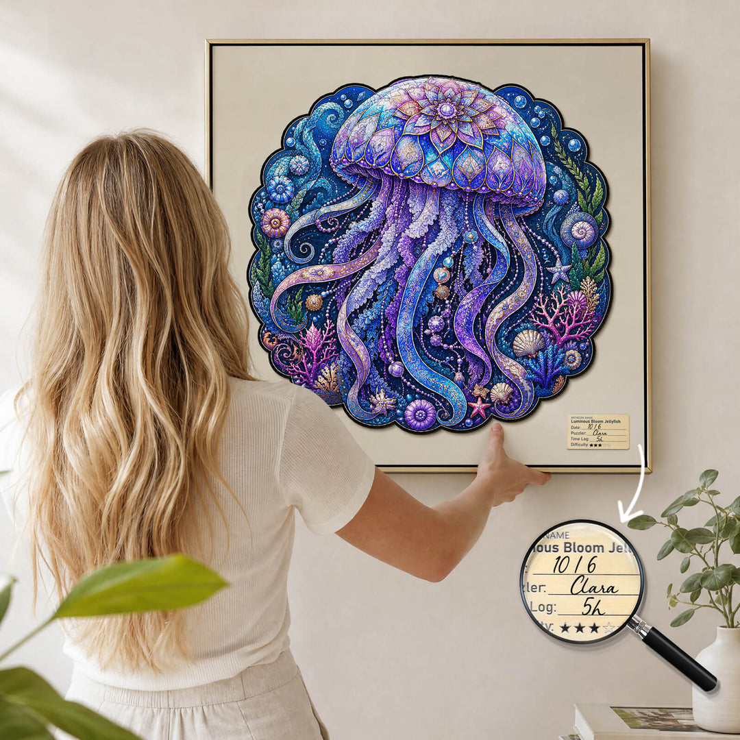 Luminous Bloom Jellyfish Wooden Jigsaw Puzzle
