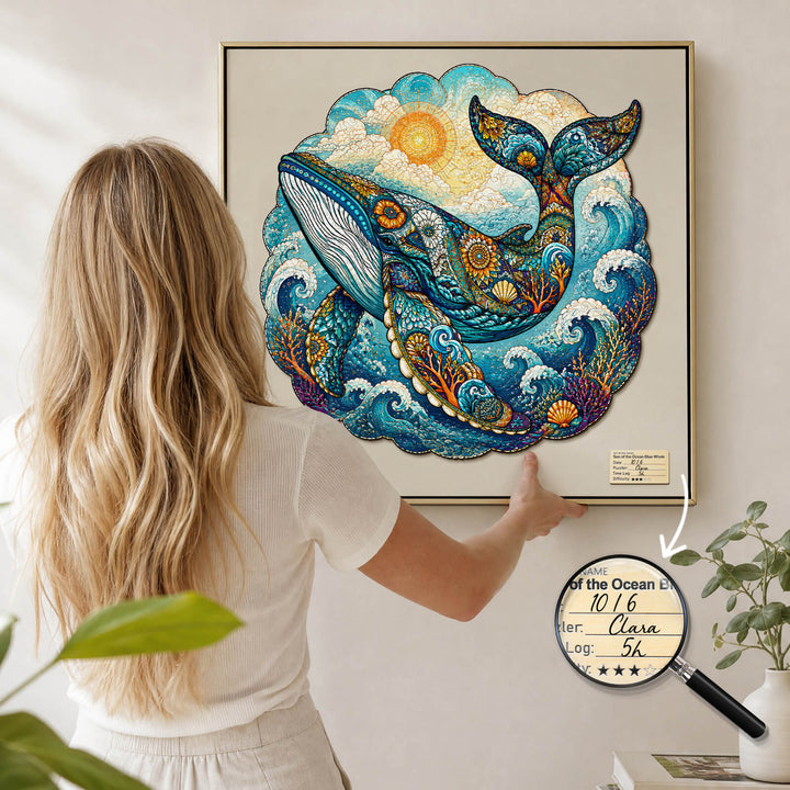 Song of the Ocean Blue Whale Wooden Jigsaw Puzzle