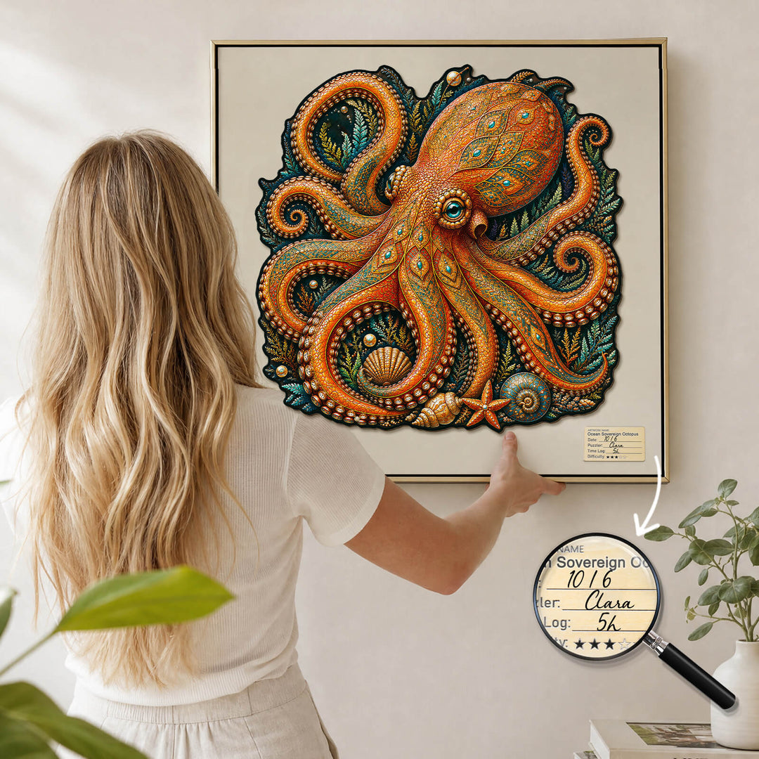 Ocean Sovereign Octopus Wooden Jigsaw Puzzle