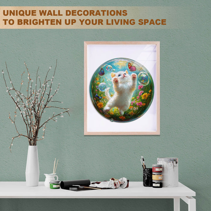 Bubble Cat-2 Wooden Jigsaw Puzzle