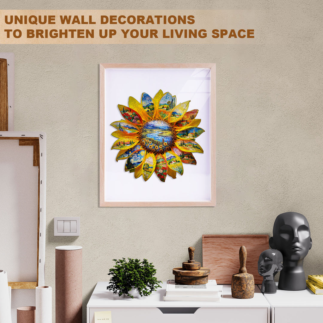 Oil on Sunflower Wooden Jigsaw Puzzle