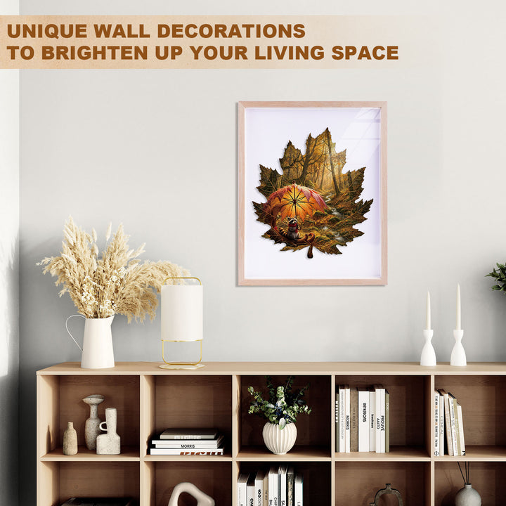 Golden Leaf Wanderer Wooden Jigsaw Puzzle