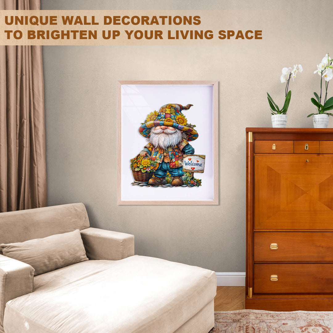 Sunflower gnome Wooden Jigsaw Puzzle
