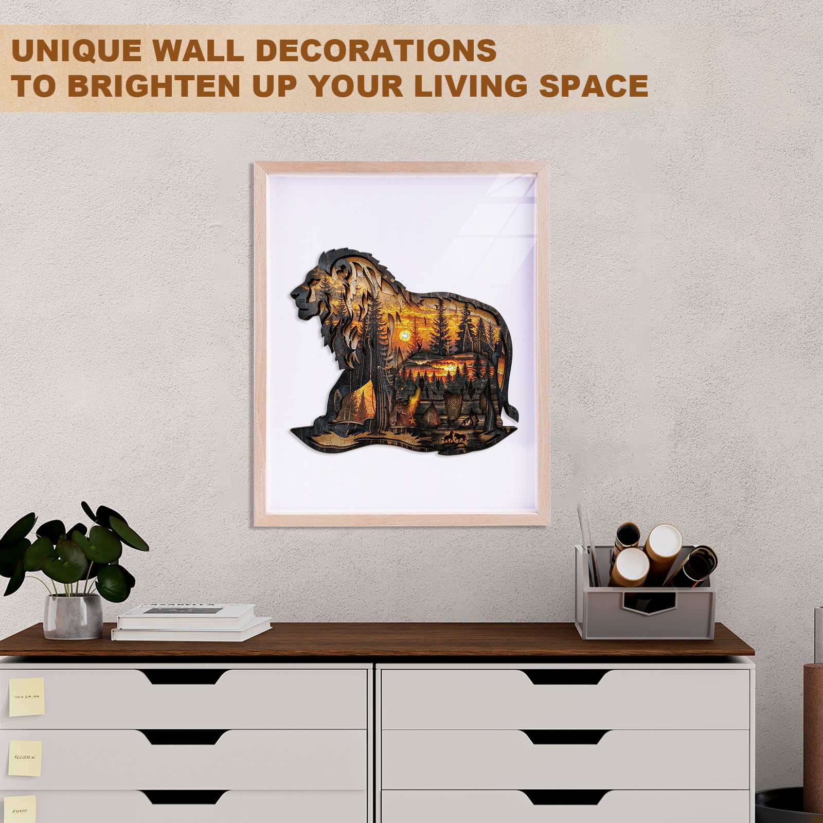 Puzzle en bois Lion sculpté
