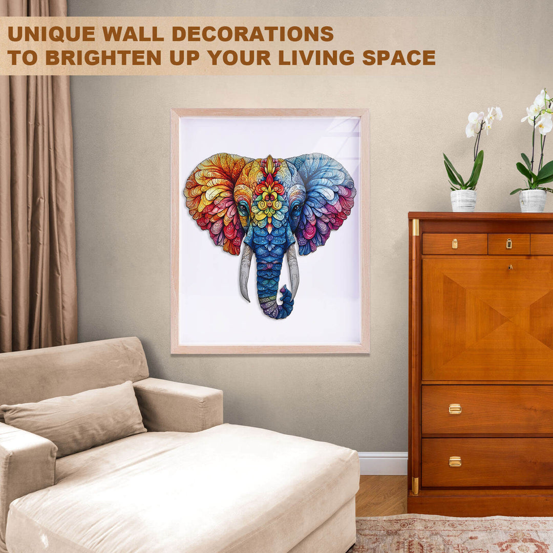 Floral Elephant Wooden Jigsaw Puzzle