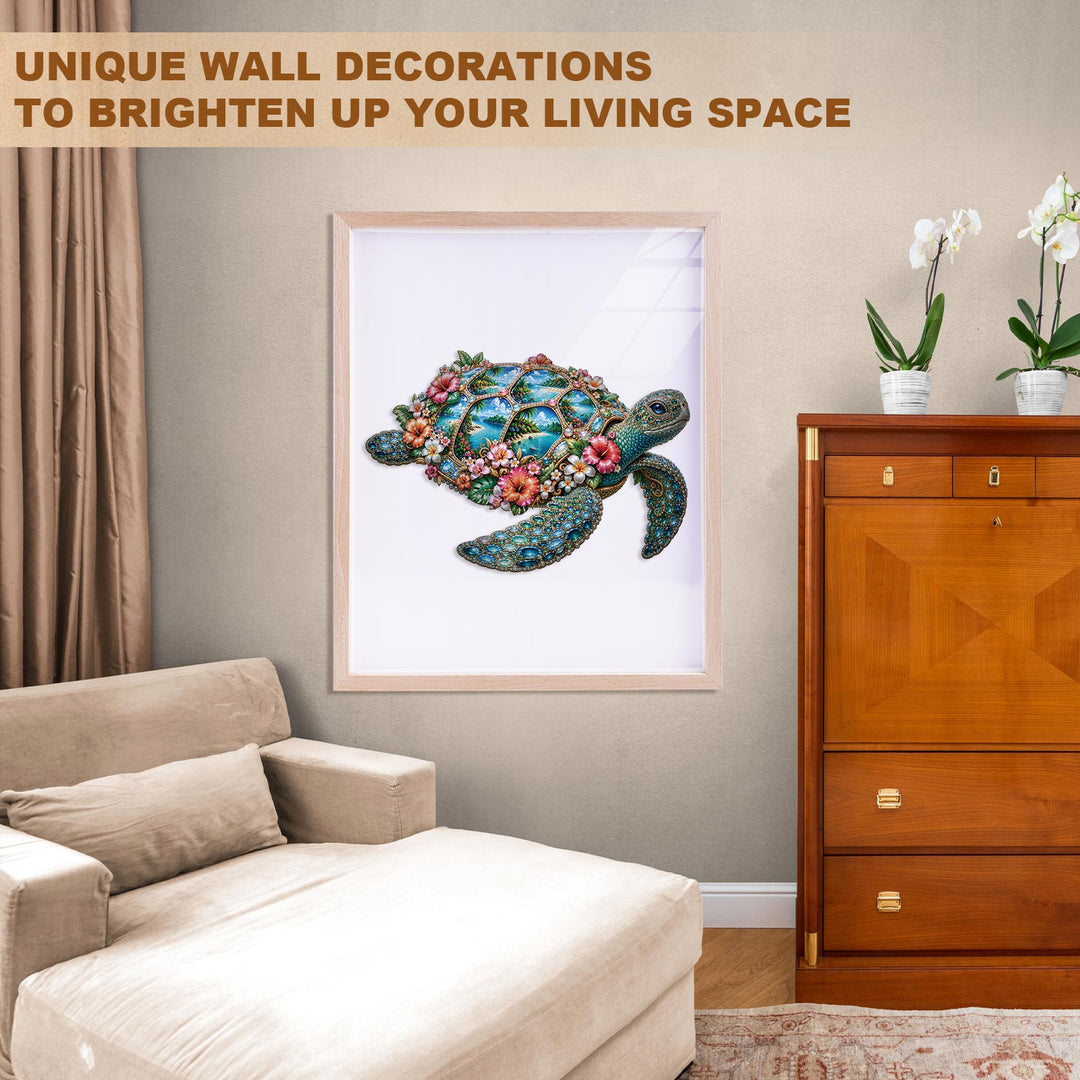 Gemstone Sea Turtle  Wooden Jigsaw Puzzle