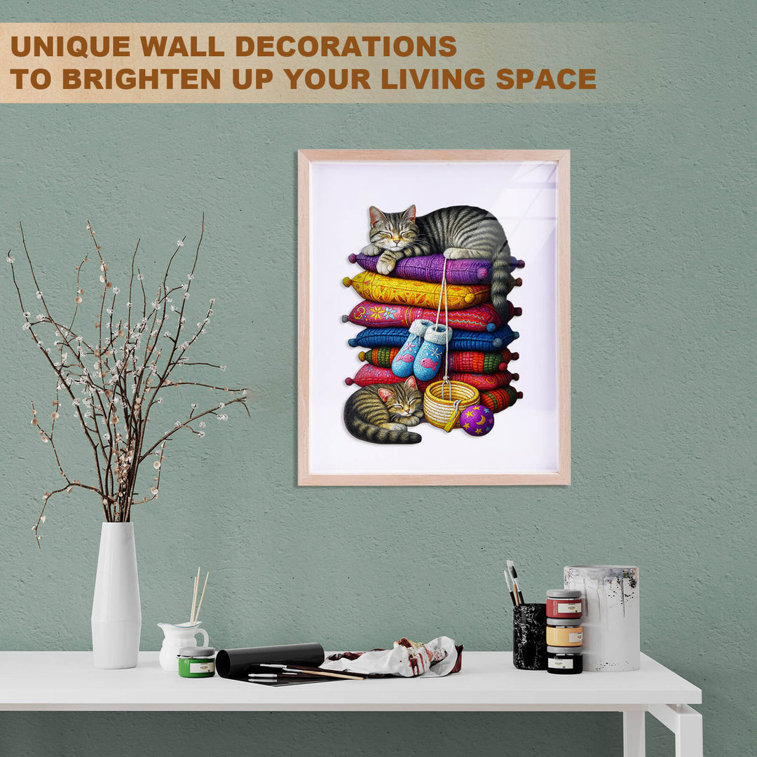 pillow kitten Wooden Jigsaw Puzzle