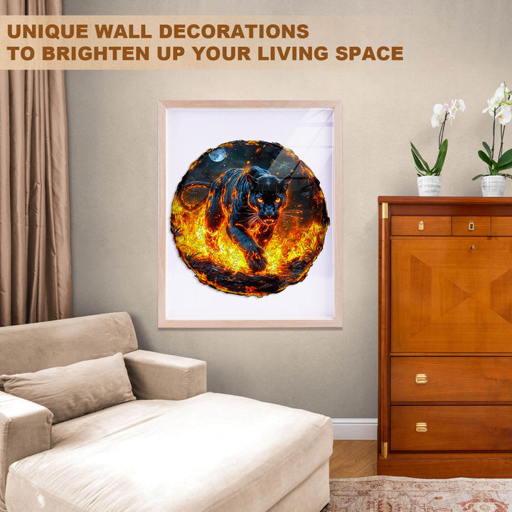flame panther Wooden Jigsaw Puzzle