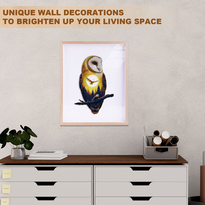 Moonlight Snow Owl Wooden Jigsaw Puzzle