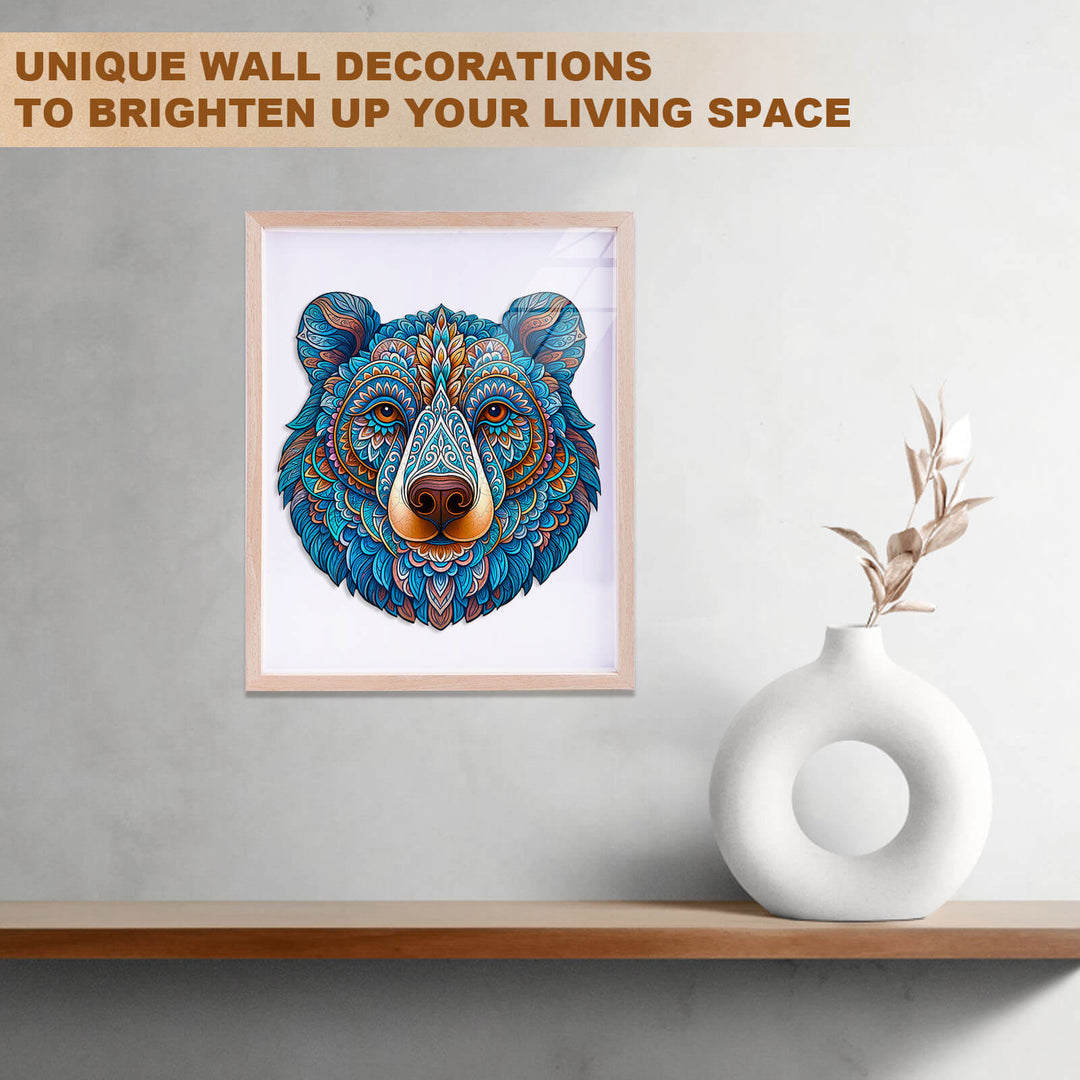 Puzzle en bois coloré en forme d'ours