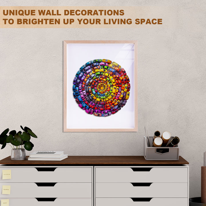 Colorful Swirl Car-2 Wooden Jigsaw Puzzle