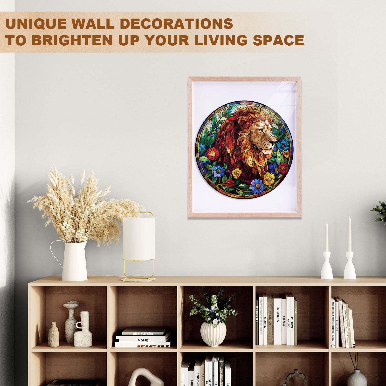 Stained Glass Lion Wooden Jigsaw Puzzle