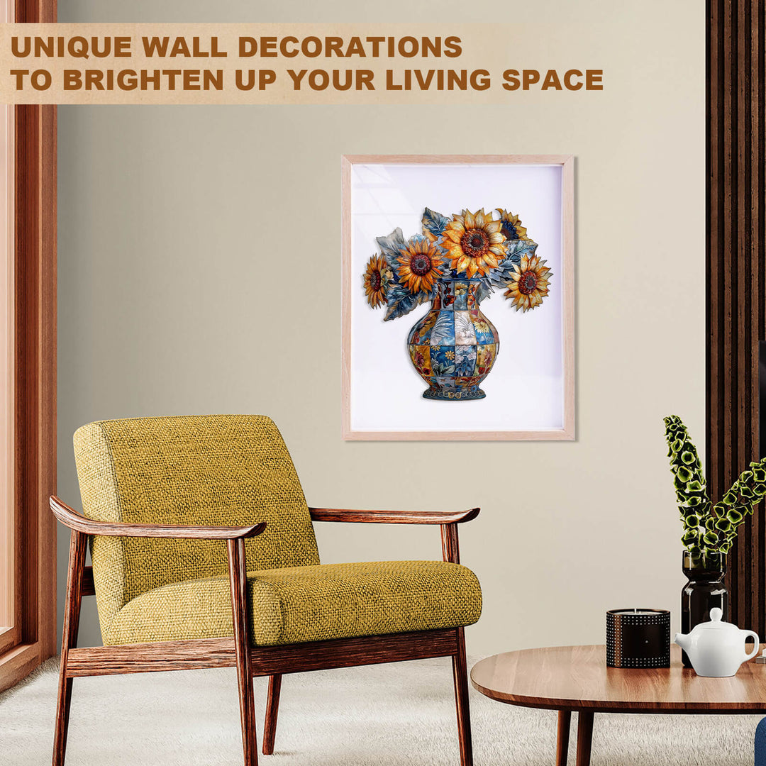 patchwork sunflower Wooden Jigsaw Puzzle