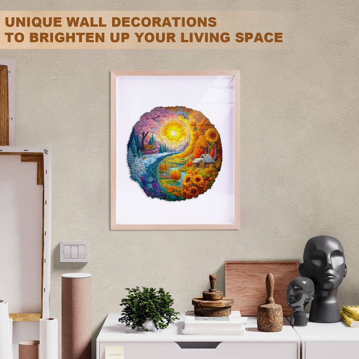 Yin Yang Autumn Winter Wooden Jigsaw Puzzle