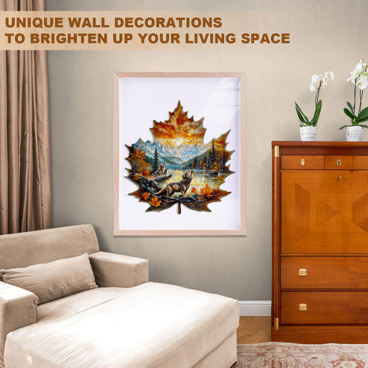 Wolf King autumn Wooden Jigsaw Puzzle