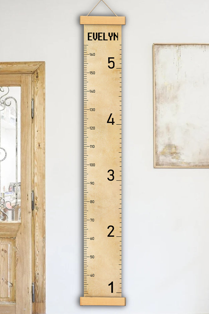 Règle de hauteur suspendue en toile style vintage personnalisée