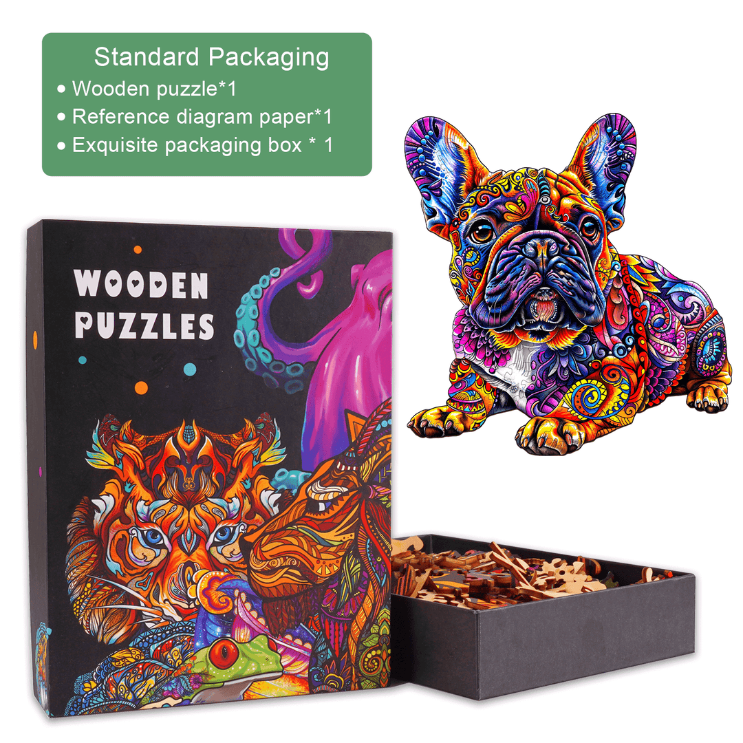 Französische Bulldogge Holzpuzzle