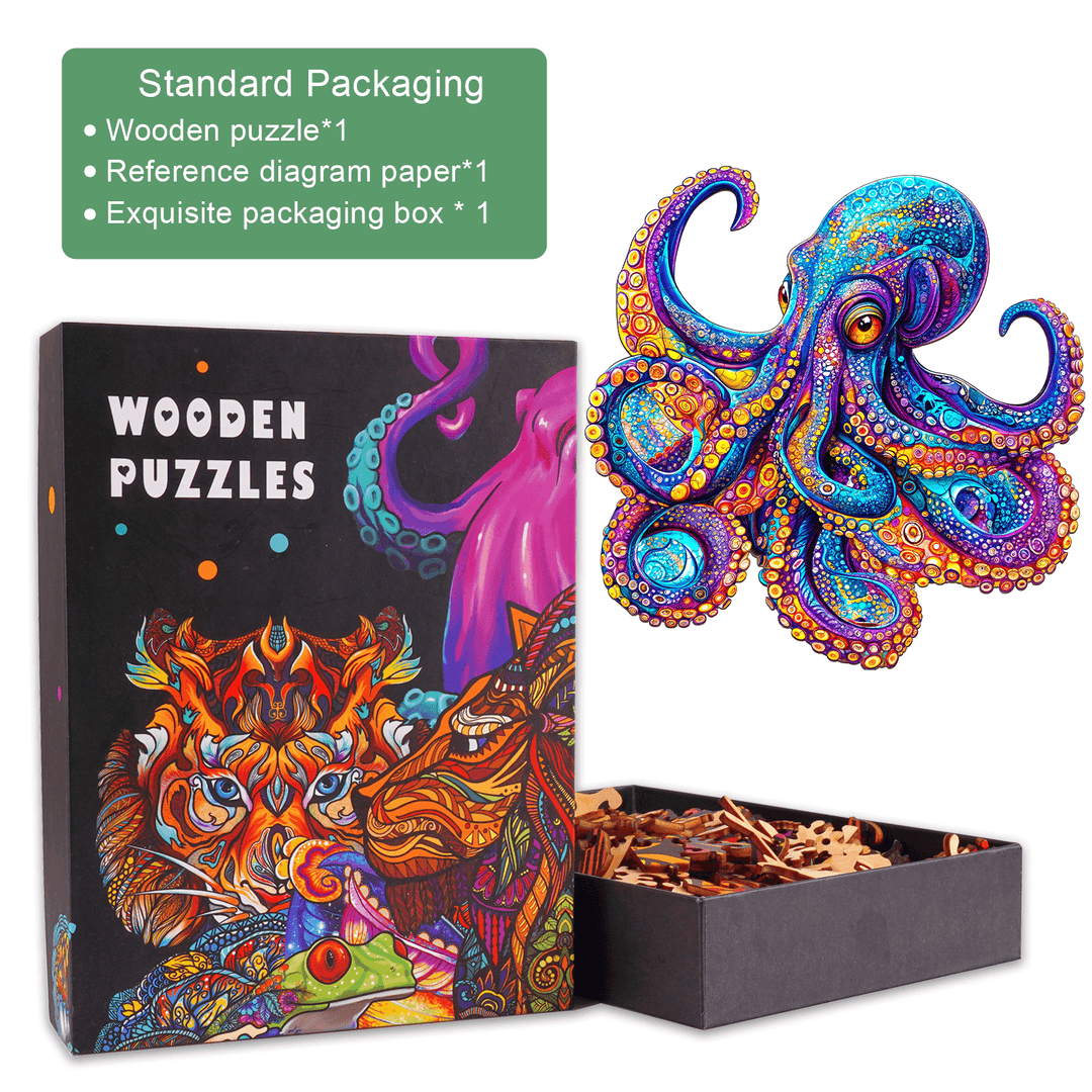 Puzzle en bois pieuvre géante des profondeurs marines