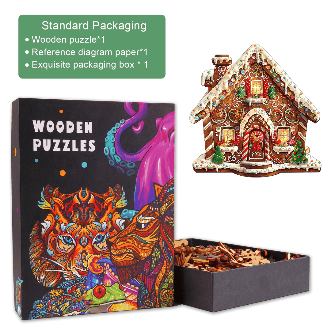 Puzzle en bois Père Noël dans la cheminée-1