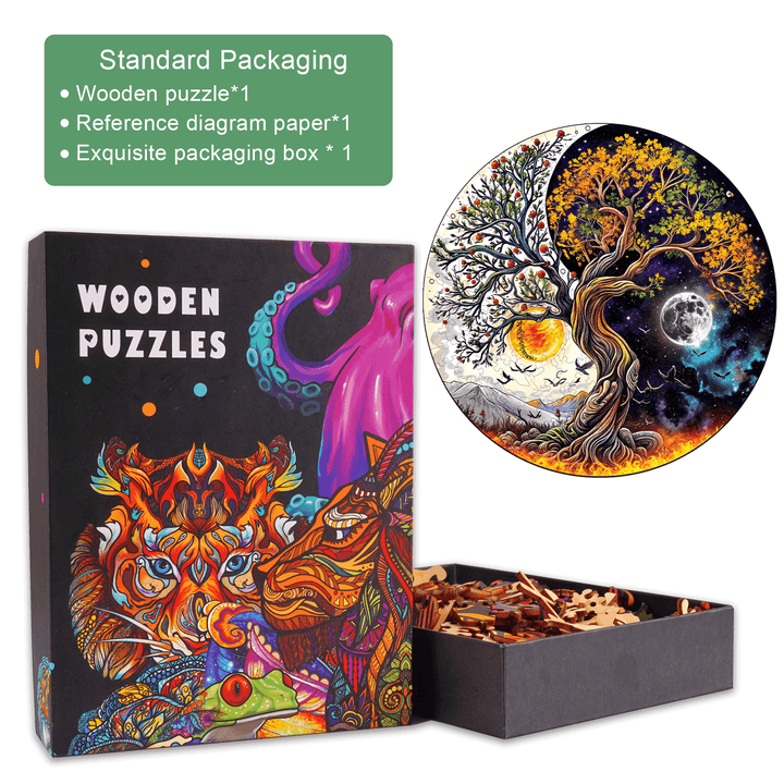 Sun and Moon Tree of Life Wooden Jigsaw Puzzle - Woodbests