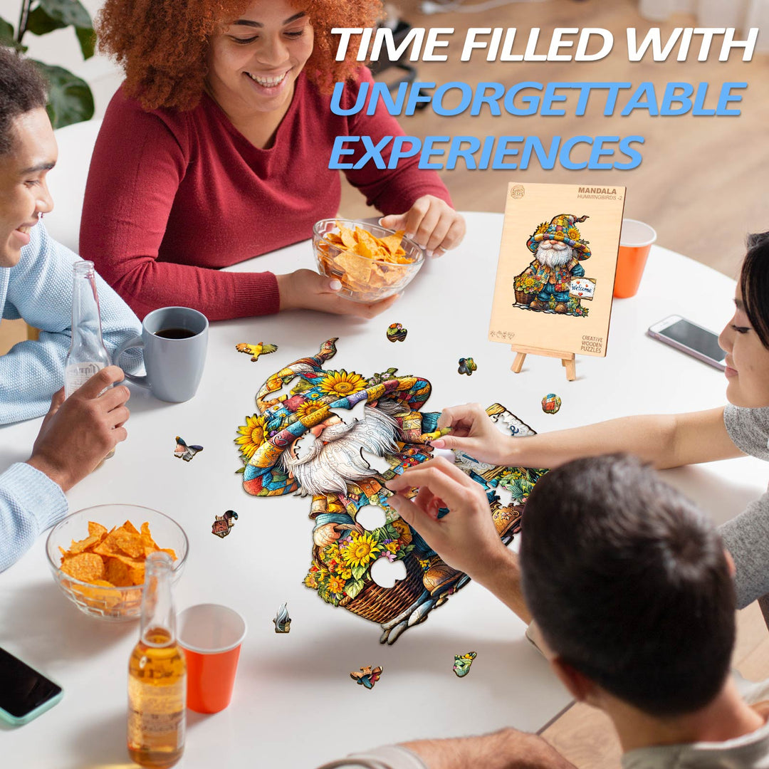 Sunflower gnome Wooden Jigsaw Puzzle